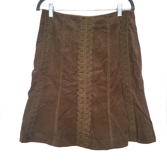 Boden Embroidered Corduroy Boho Skirt Size 8 - Picture 2 of 7